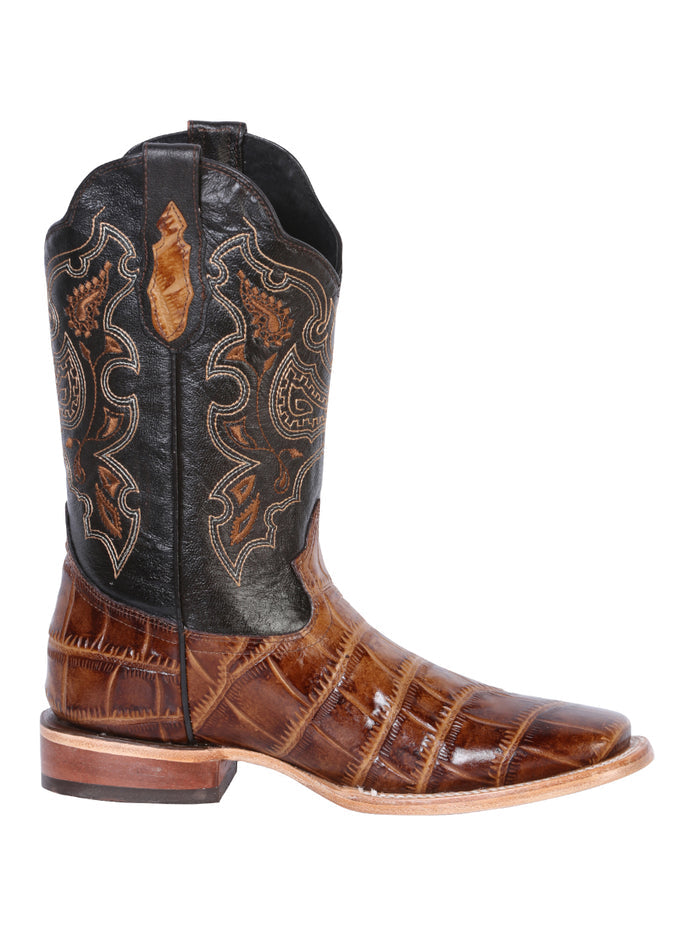 El General Rodeo Leather Boot - Imitation Caiman Print Light Brown