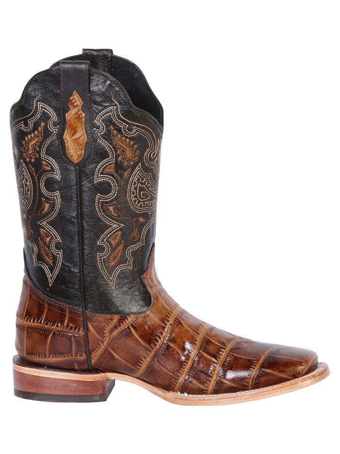 El General Rodeo Leather Boot - Imitation Caiman Print Light Brown
