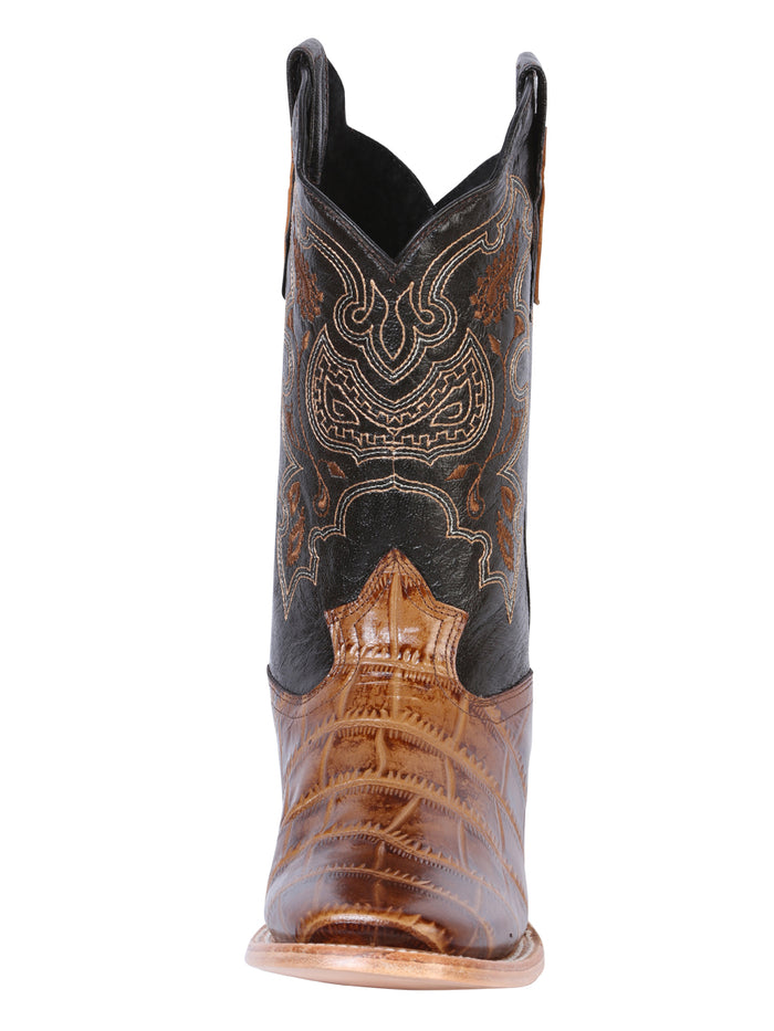 El General Rodeo Leather Boot - Imitation Caiman Print Light Brown