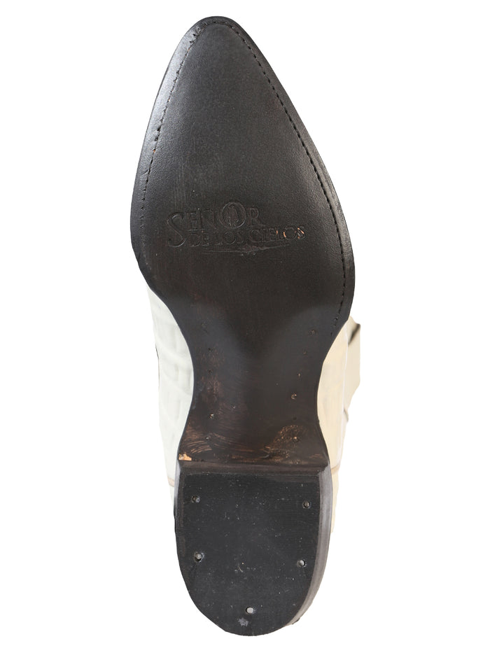 El Señor de los Cielos Men’s Western Boot - Caiman Tail Print Leather  - Bone