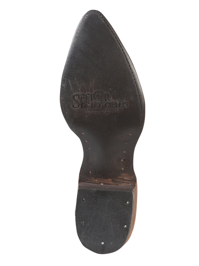 El Señor de los Cielos Men’s Western Boot - Imitation Caiman Tail Print Leather  - Butter