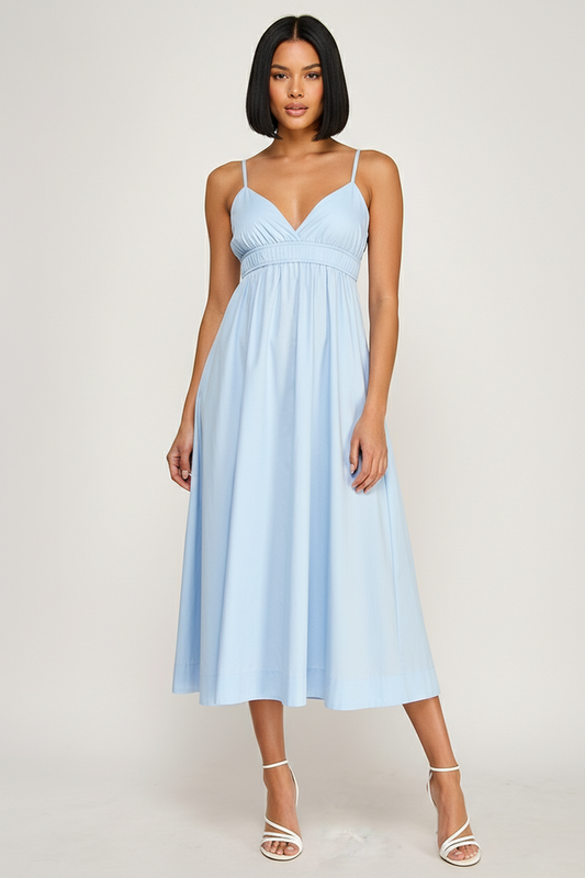 Elegant Smocked Waist Midi Dress