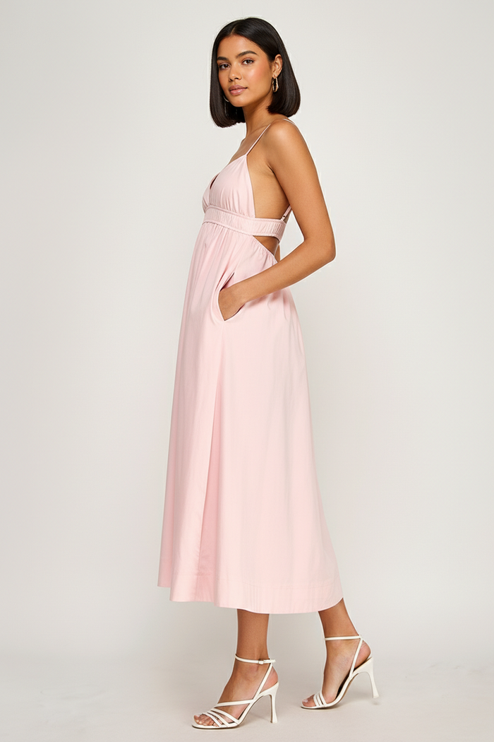 Elegant Smocked Waist Midi Dress