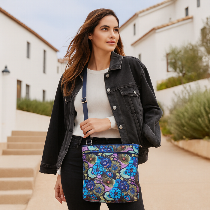 Women's botanical crossbody sling bag for work, travel, and daily use-model image