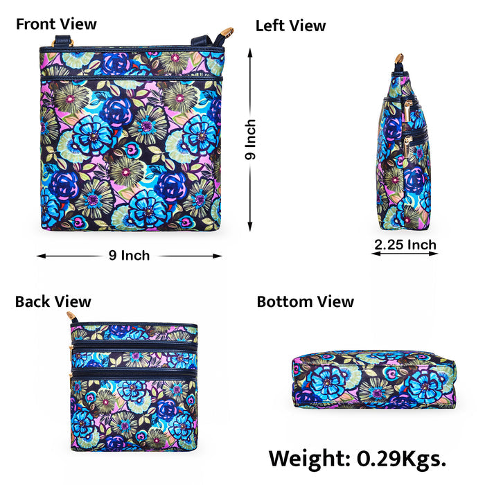 Women's botanical crossbody sling bag for work, travel, and daily use-infographic image