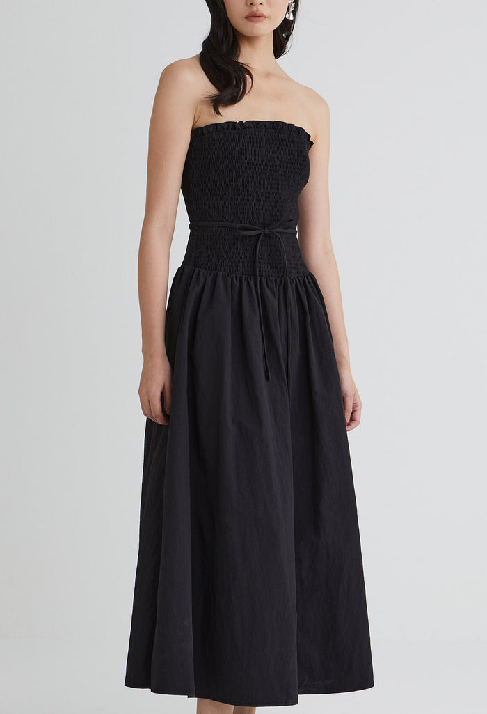 Ember Bloom Ruched Midi Dress
