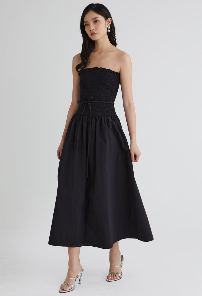 Ember Bloom Ruched Midi Dress