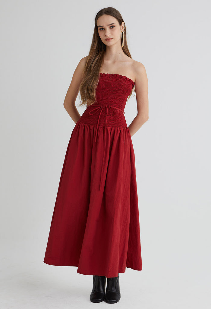 Ember Bloom Ruched Midi Dress