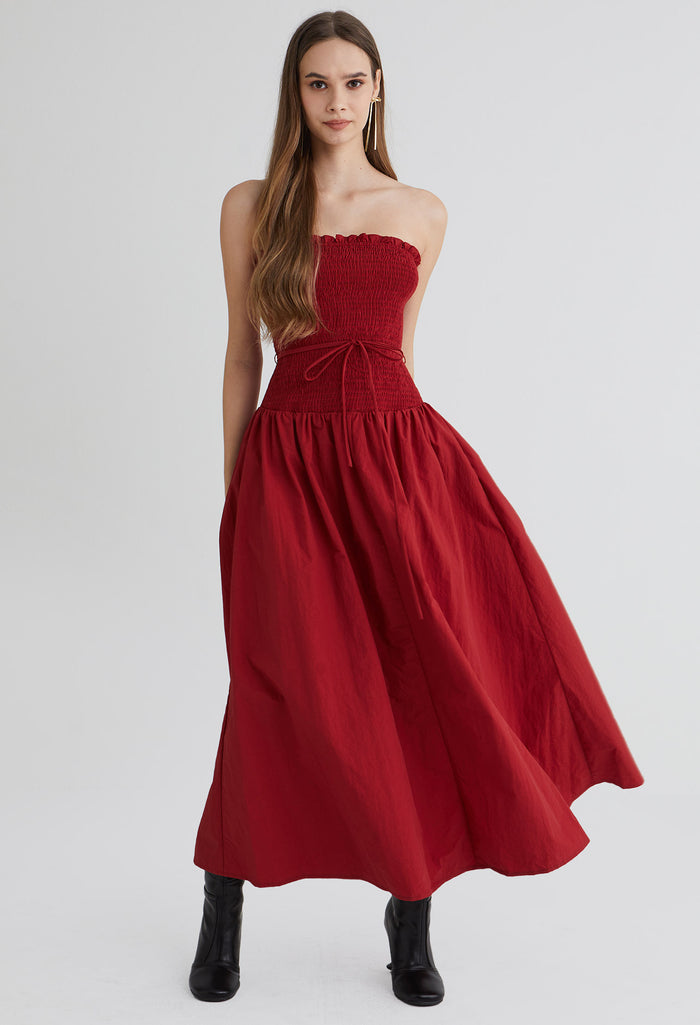 Ember Bloom Ruched Midi Dress