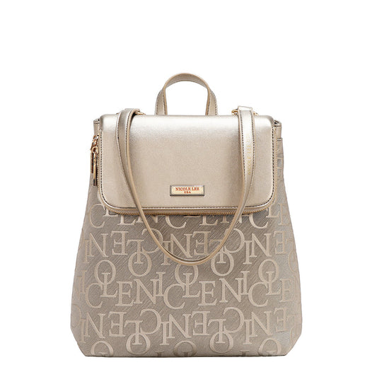 EMBOSSED ELEGANCE CONVERTIBLE FLAP BACKPACK / SHOULDER BAG