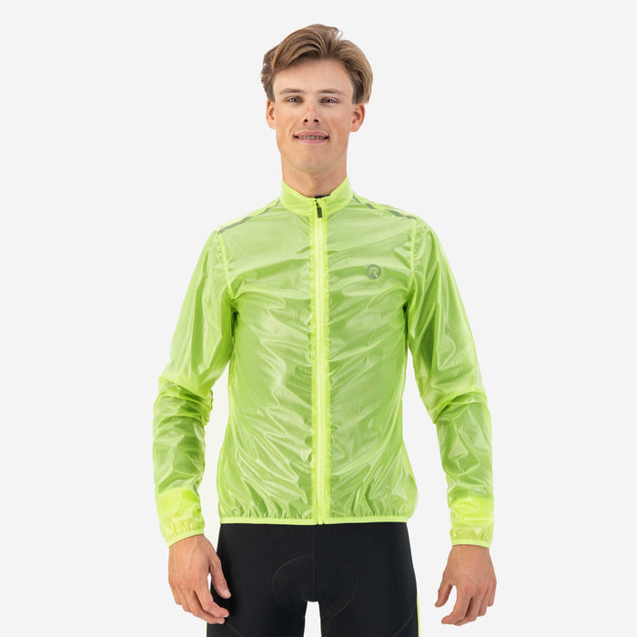 Rogelli Emergency regenjack heren fluor gedragen voorkant.
