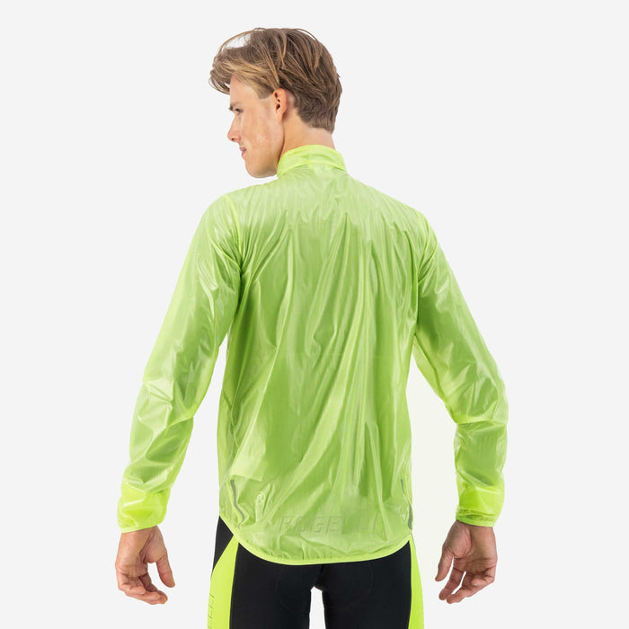 Rogelli Emergency regenjack heren fluor gedragen achterkant.