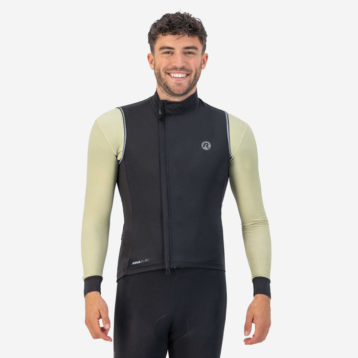 Rogelli Essential windstopper heren zwart gedragen voorkant.