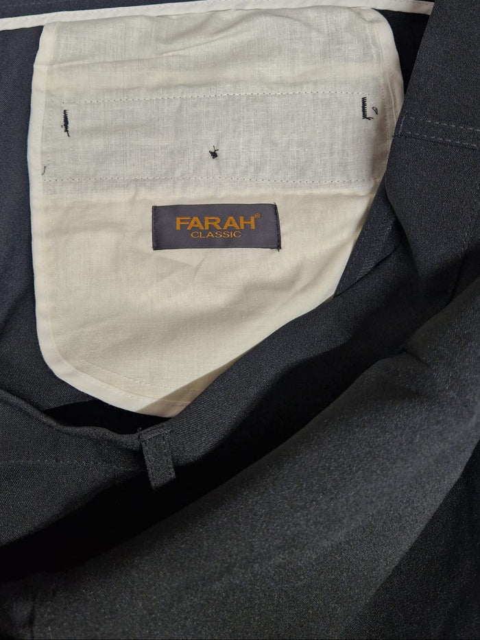Farah Black Trousers W48 L33 Straight-Leg - Polyester - USED