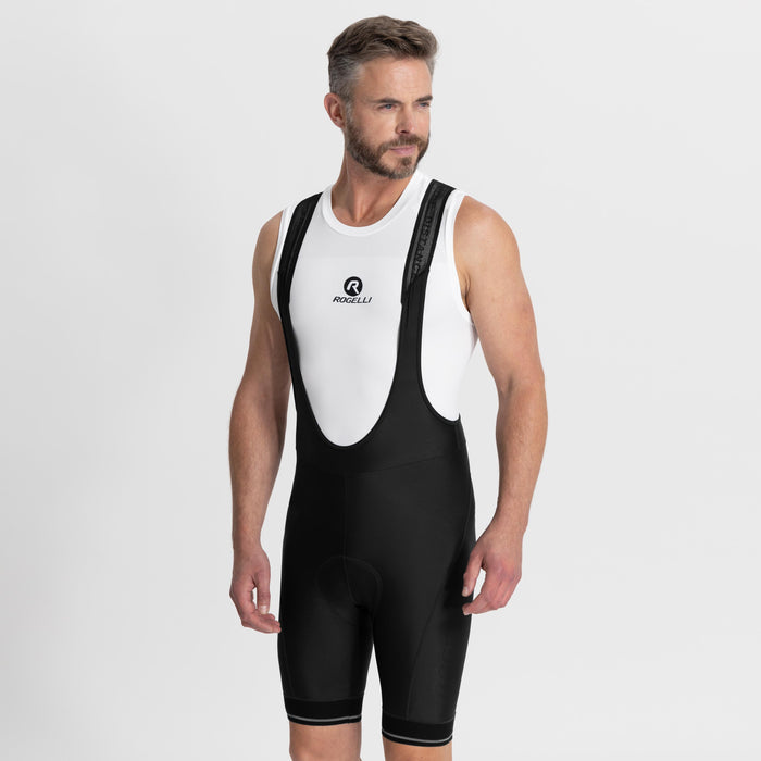 Rogelli Fast korte fietsbroek heren zwart gedragen voorkant.