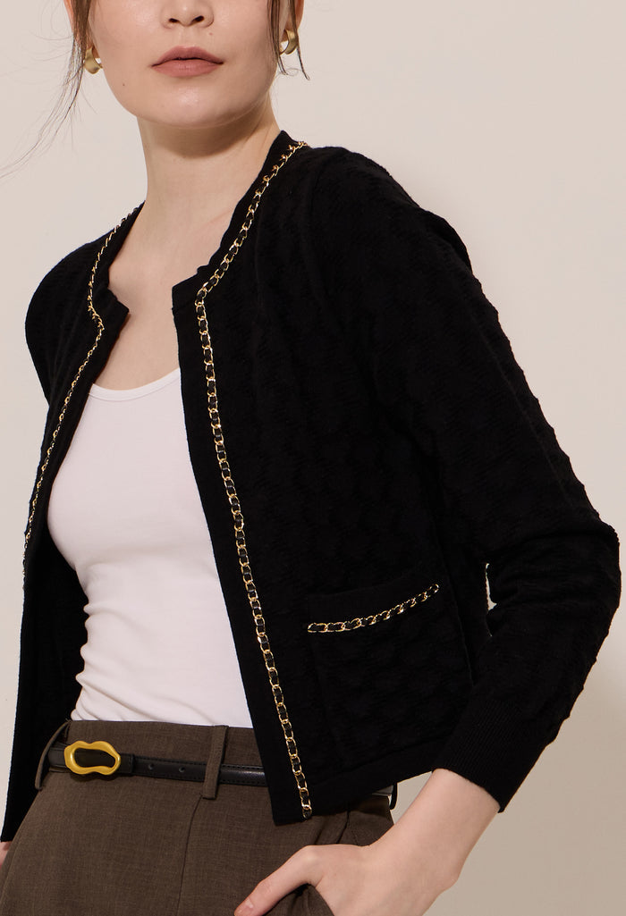 Faux Chained Knitted Jacket