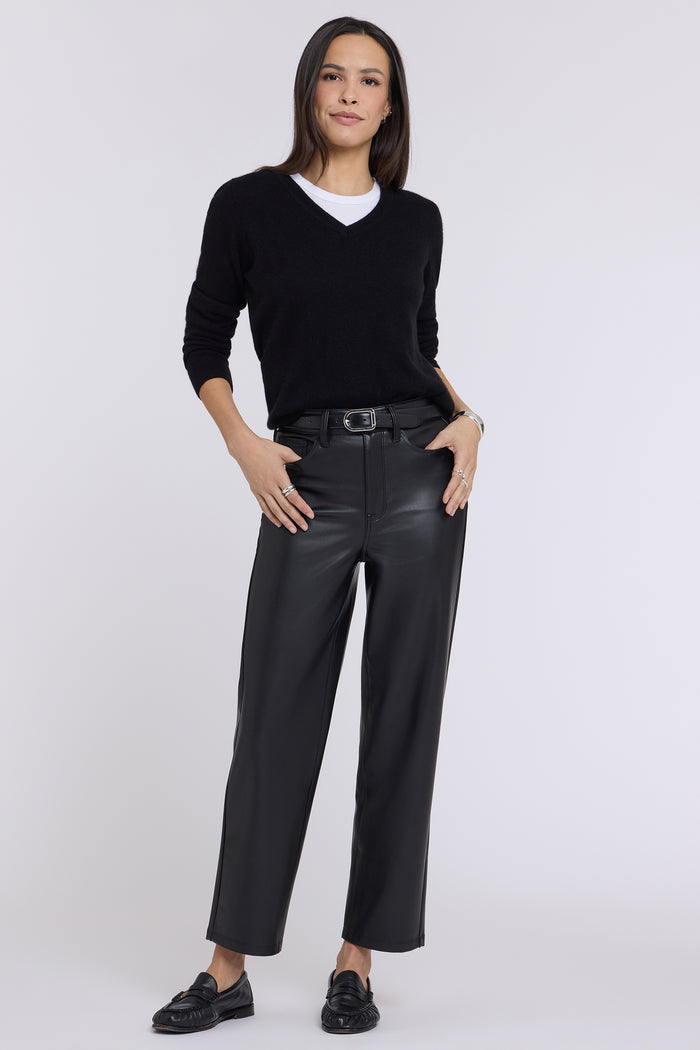 Faux Leather Kasey Stovepipe Pants - Black