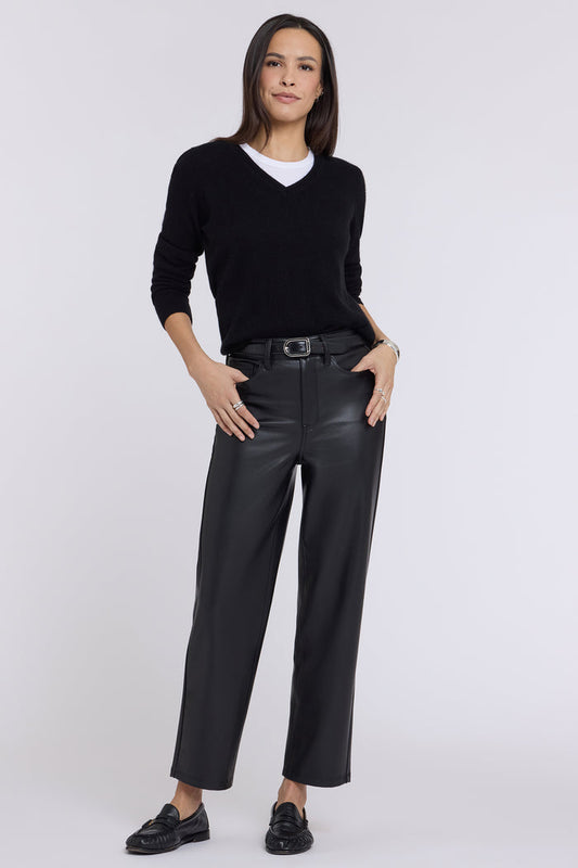 Faux Leather Kasey Stovepipe Pants - Black