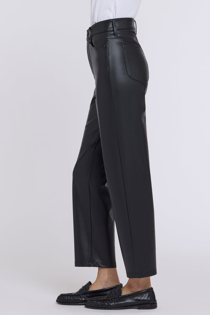 Faux Leather Kasey Stovepipe Pants - Black