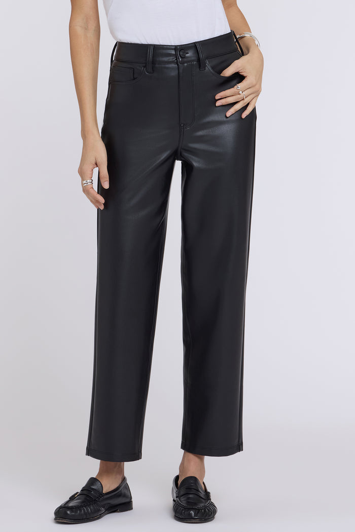 Faux Leather Kasey Stovepipe Pants - Black