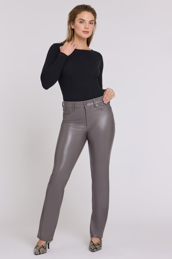 Faux Leather Marilyn Straight Pants - Falcon