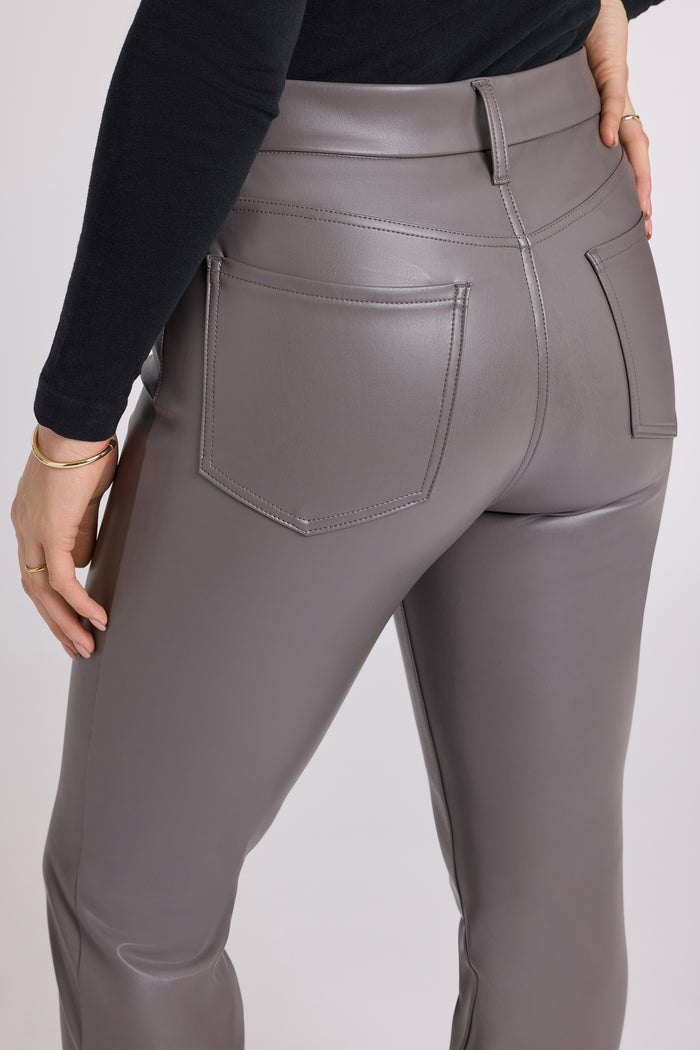 Faux Leather Marilyn Straight Pants - Falcon