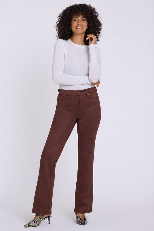 Faux Suede Brooklyn Bootcut Pants - Chocolate Fondant