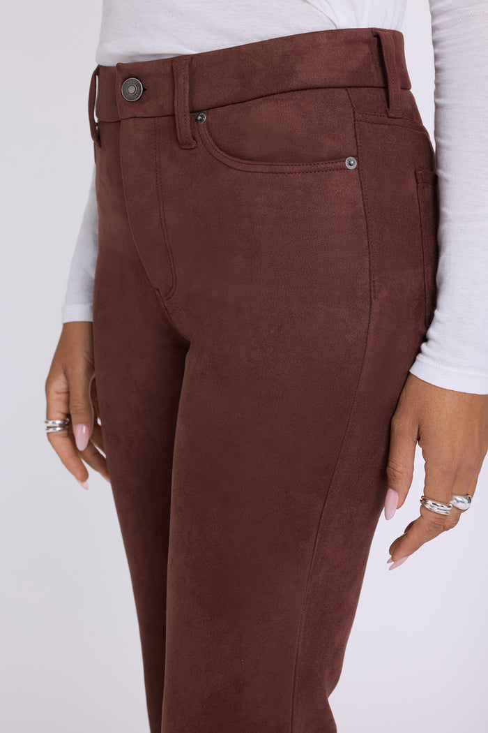 Faux Suede Brooklyn Bootcut Pants - Chocolate Fondant