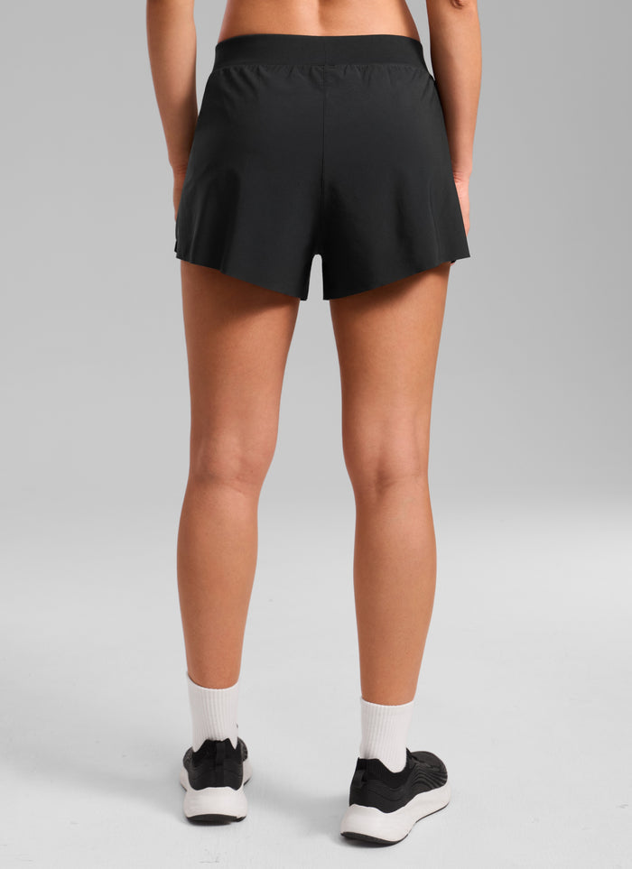 CRZ YOGA Women's Running Feathery-Fit Soft Spilt Short Quick Dry Lined Black