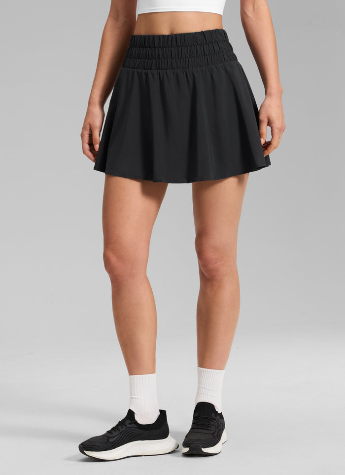 CRZ YOGA Women's Tennis Skirt Feathery-Fit Soft Flowy Skirt 16'' Black