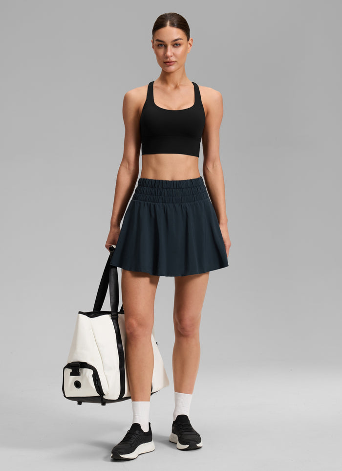 CRZ YOGA Women's Tennis Skirt Feathery-Fit Soft Flowy Skirt 16'' True Navy