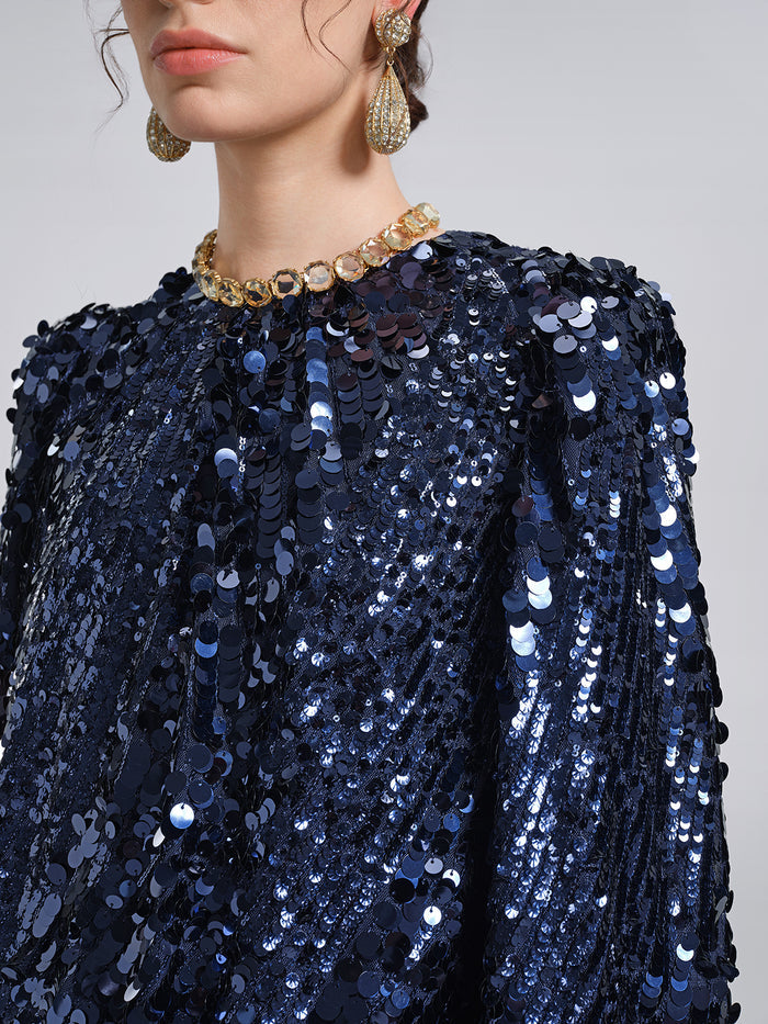 Fish-Scale Sequin Cropped Top