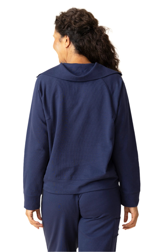 French Terry Quarter Zip Pullover in Navy - 69334-NVY - Sizes XS & S