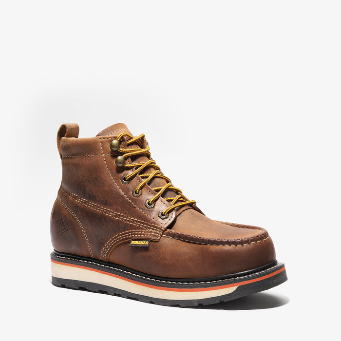 Frontier Dual 6" Men's Moc Toe Work Boot - Crazy Brown