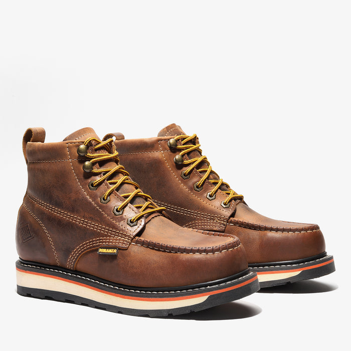 Frontier Dual 6" Men's Moc Toe Work Boot - Crazy Brown