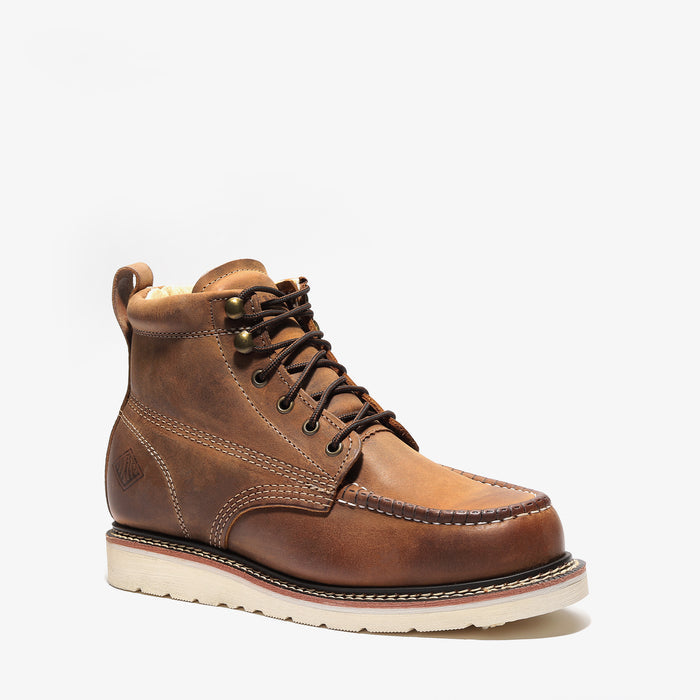 Frontier Plus 6" Men's Moc Toe Unlined Work Boot - Crazy Brown