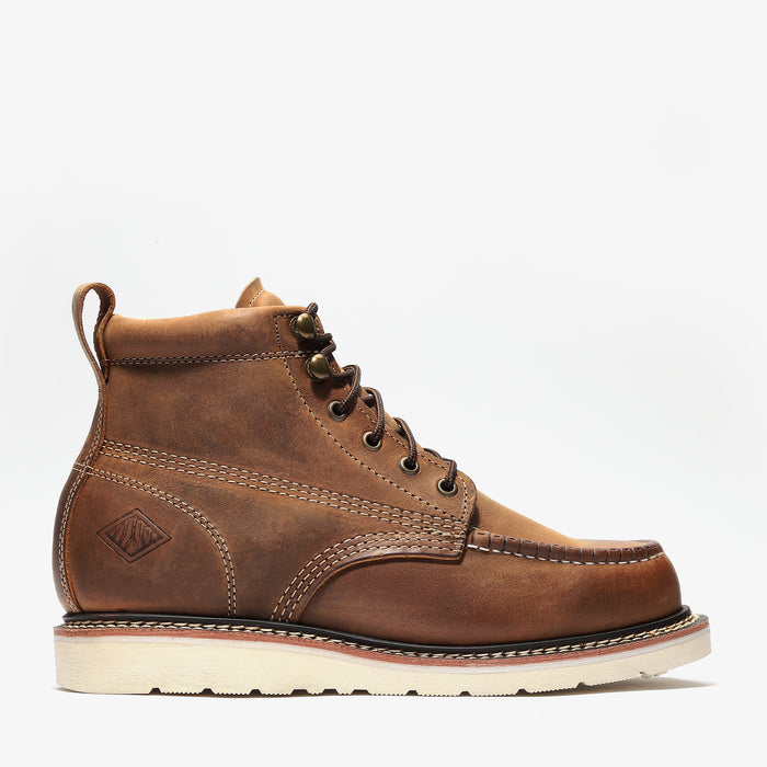 Frontier Plus 6" Men's Moc Toe Unlined Work Boot - Crazy Brown