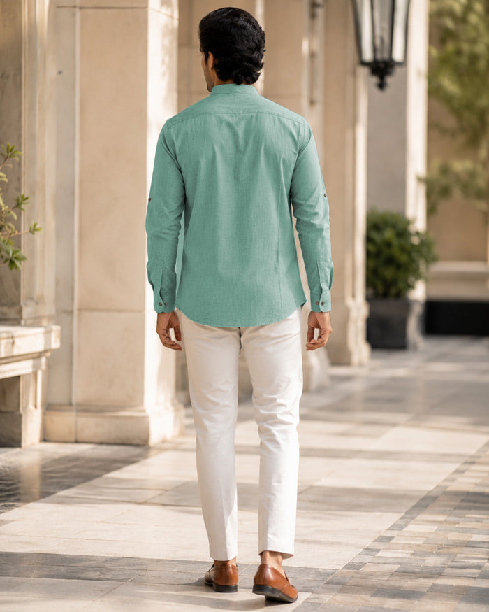 Full Sleeve Kurta Shirt in Basil Green