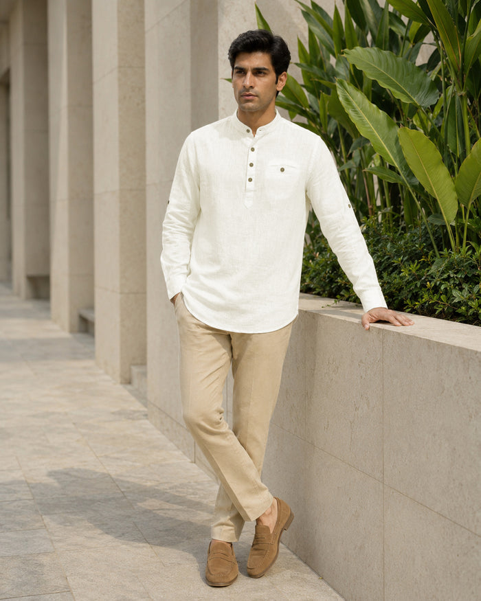 Full Sleeve Kurta Shirt in Off-White