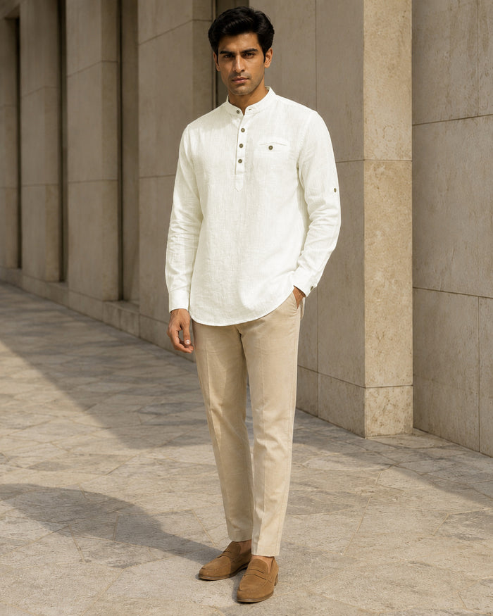 Full Sleeve Kurta Shirt in Off-White