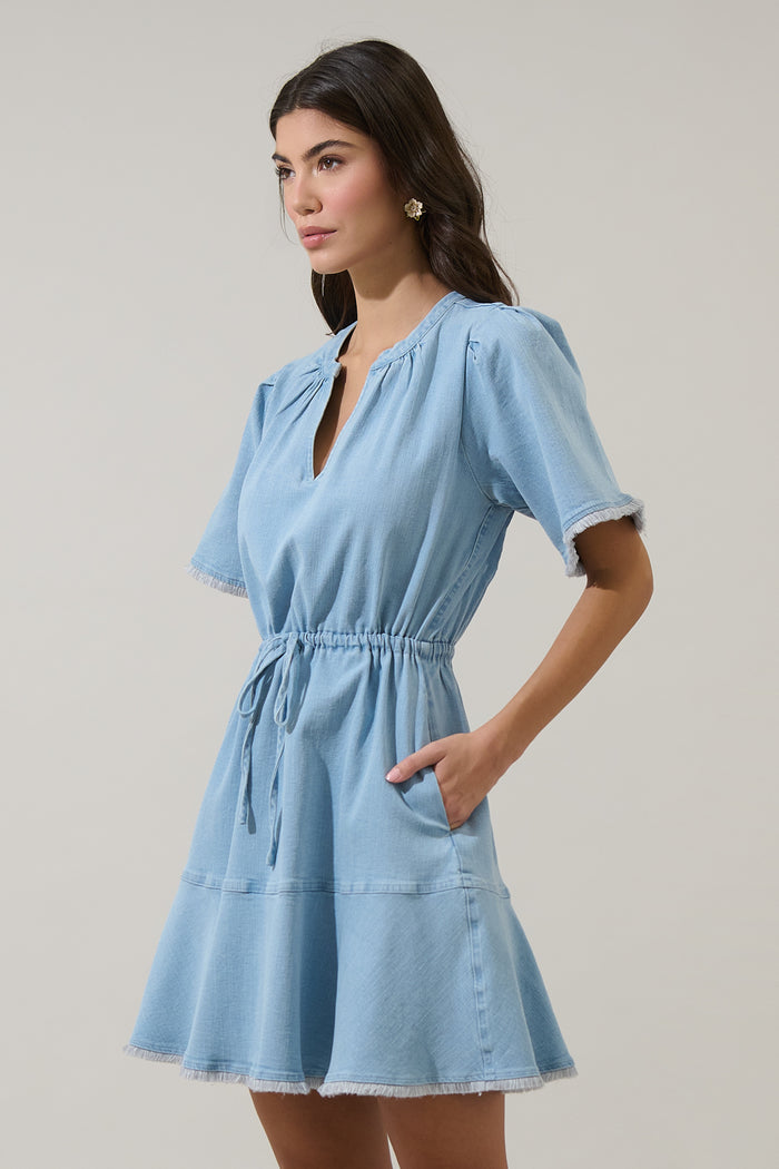 Gabriella Denim Fray Mini Dress
