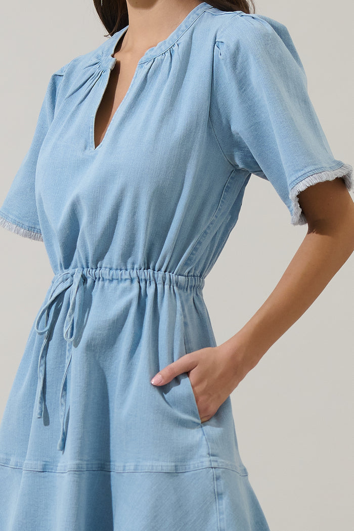 Gabriella Denim Fray Mini Dress