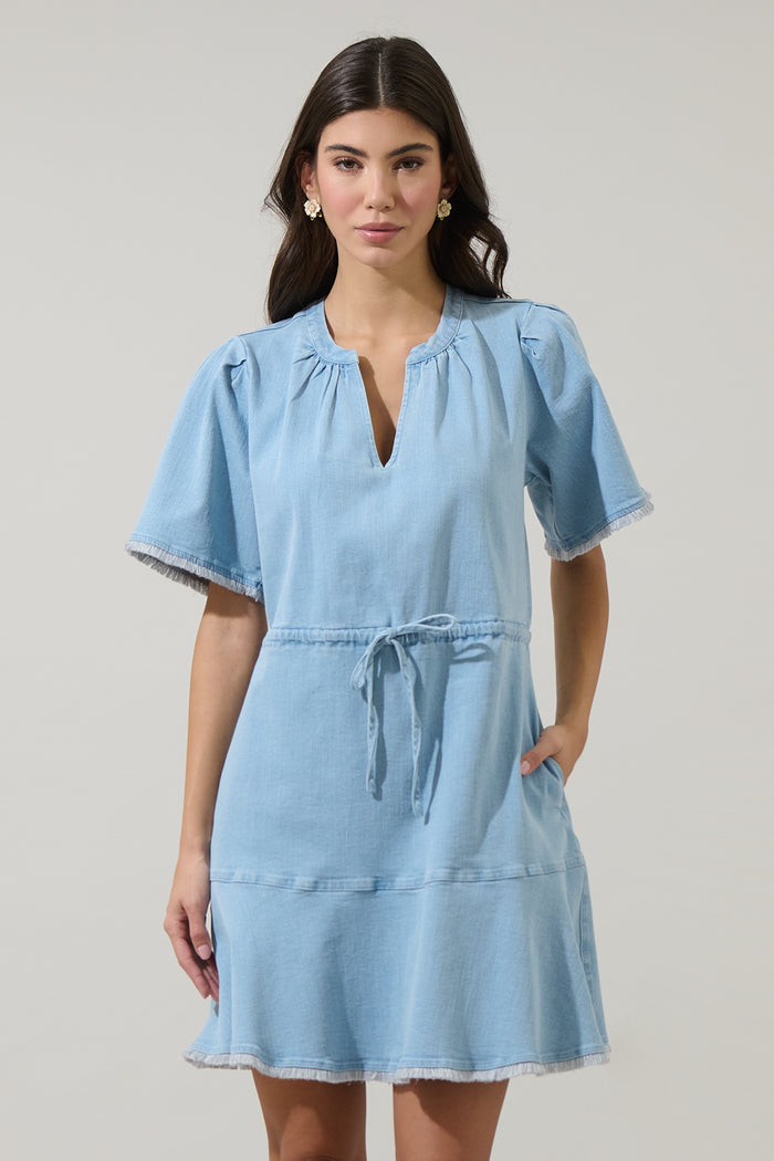 Gabriella Denim Fray Mini Dress
