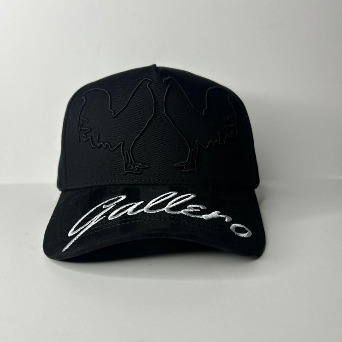 Gallero Black Snapback Hat - Rooster Embroidery Cap