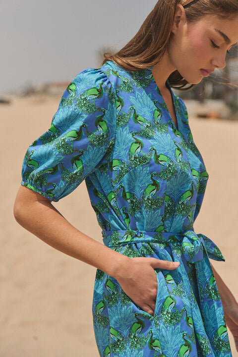 Genia Shift Mini Dress Peacock