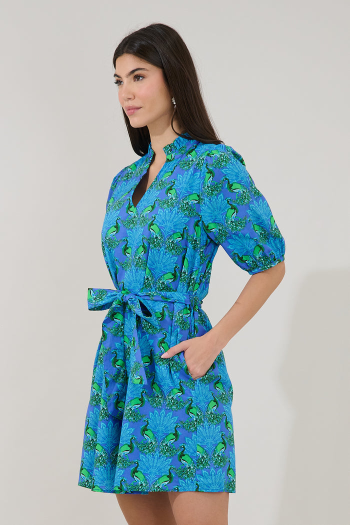 Genia Shift Mini Dress Peacock