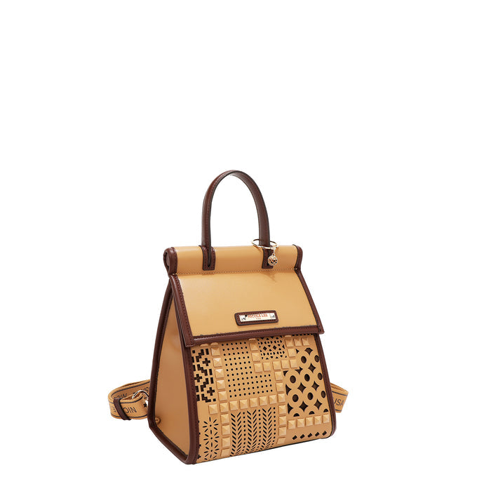GEOMETRIC CUTOUT CONVERTIBLE BACKPACK / TOP HANDLE BAG