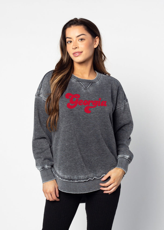Georgia Bulldogs Women's Charcoal Burnout Campus Pullover