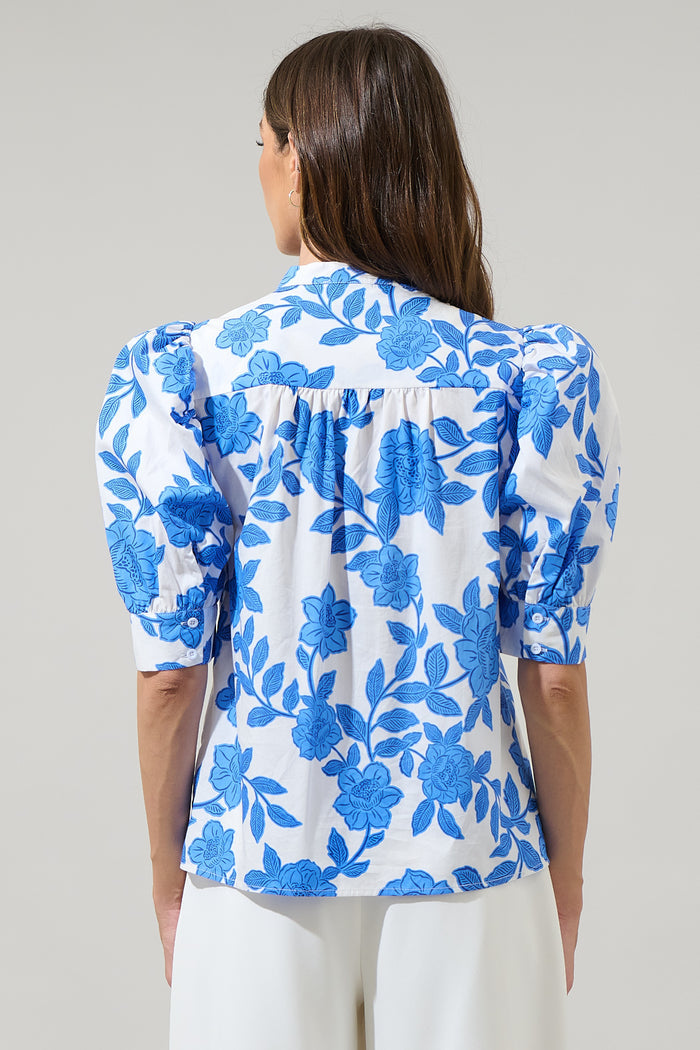 Glantis Floral Klina Drape Sleeve Top