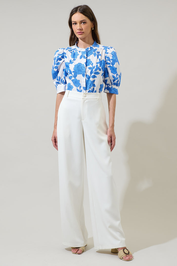 Glantis Floral Klina Drape Sleeve Top
